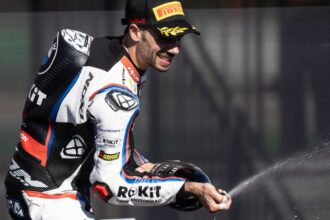 Miguel Oliveira, 2026 Portuguese WorldSBK, podium. Credit: Gold and Goose.