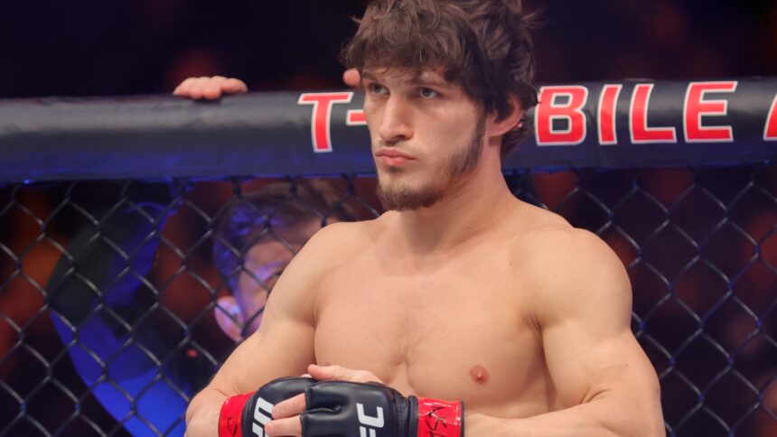 Movsar Evloev enters the Octagon for his fight at UFC 310