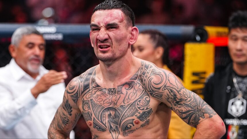 Max Holloway in the Octagon after UFC 326
