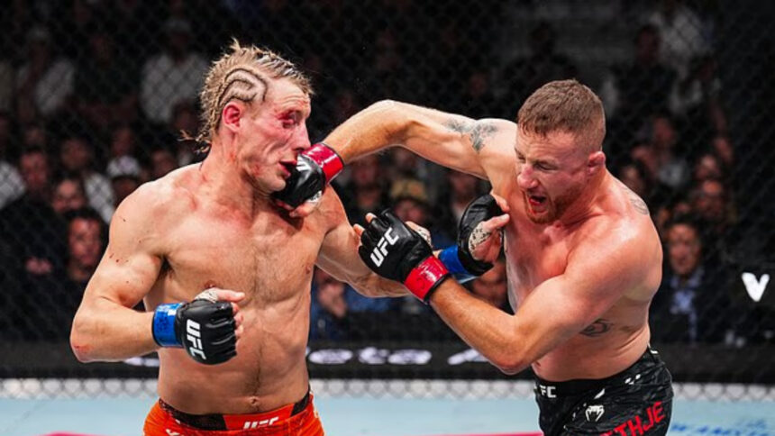 Paddy Pimblett punched by Justin Gaethje at UFC 324