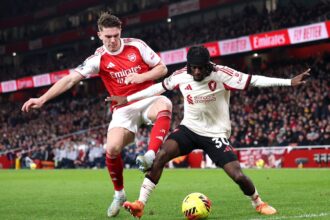 Viktor Gyokeres in action for Arsenal against Liverpool