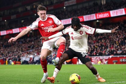 Viktor Gyokeres in action for Arsenal against Liverpool
