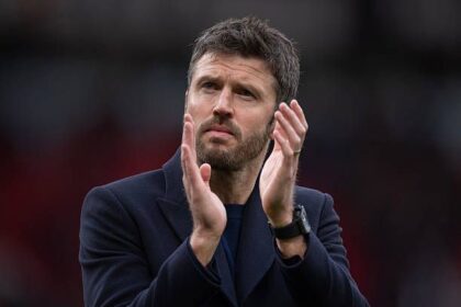 Manchester United manager Michael Carrick acknowledges the fans after the Premier League match between Manchester United and Crystal Palace at Old Trafford