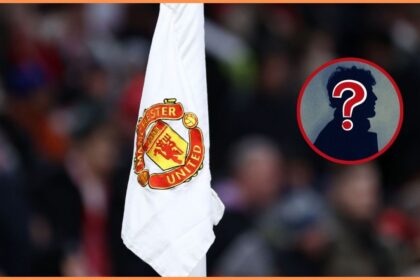 Manchester United corner flag with mystery man overlay