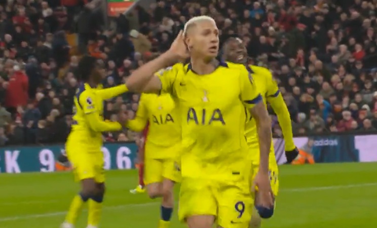 Richarlison scores Spurs' first point under Tudor with 90th-minute equalizer at Anfield (video)