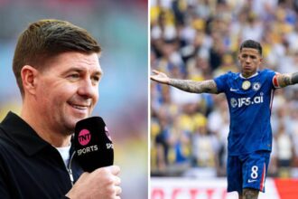 Split image of Steven Gerrard and Enzo Fernandez