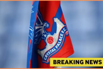 Crystal Palace corner flag and breaking news banner
