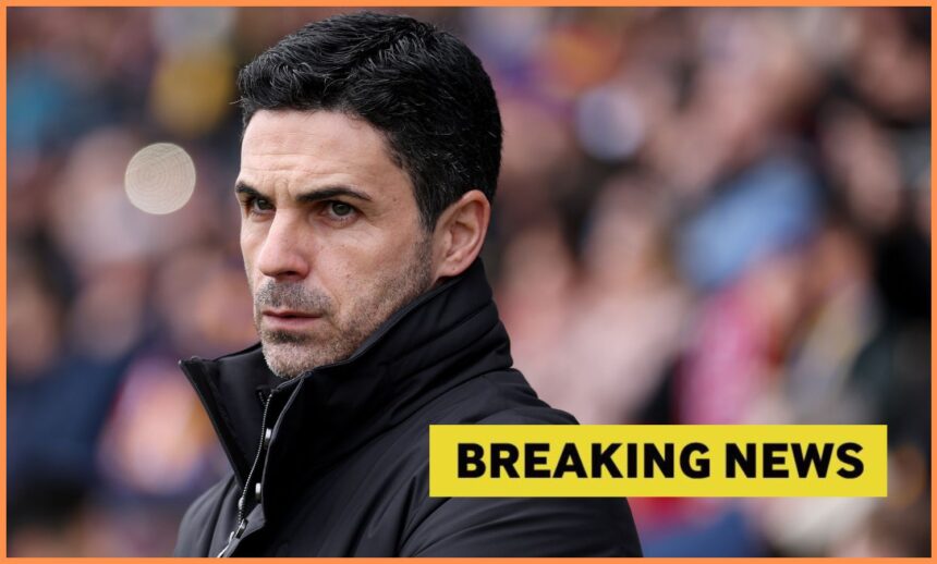 Arsenal manager Mikel Arteta looks on, plus