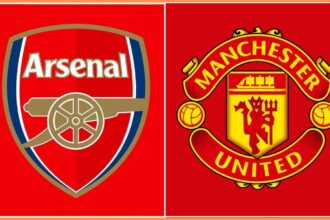 Arsenal and Manchester United club badges