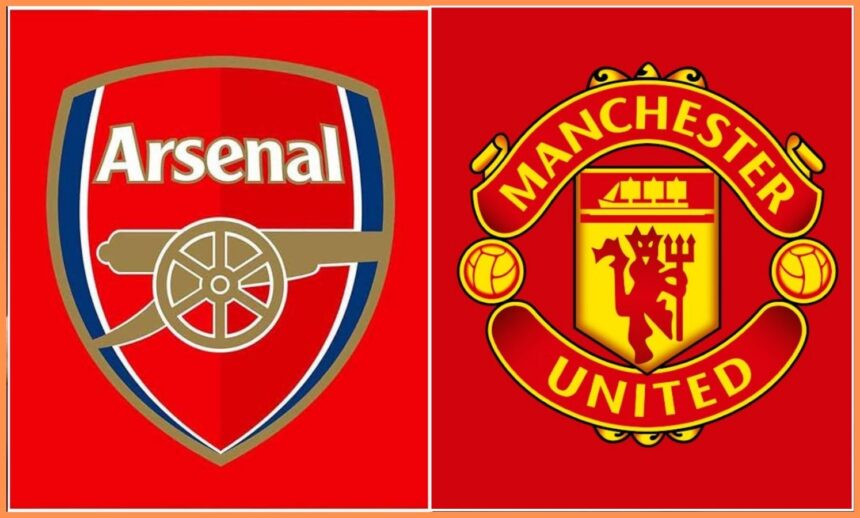 Arsenal and Manchester United club badges