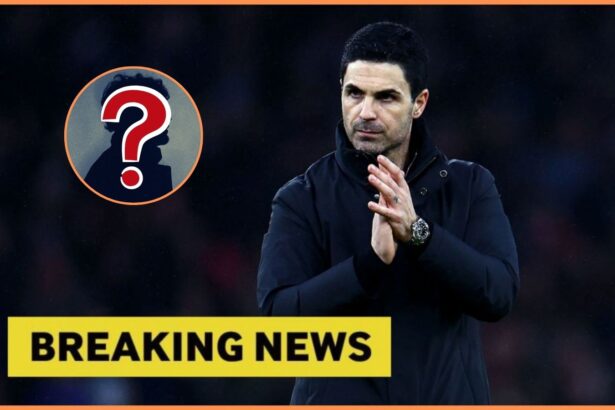 Mikel Arteta with overlay of mystery player