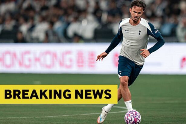 James Maddison in training with overlay of breaking news