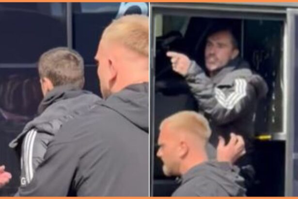 Harry Winks in an exchange with a Leicester City fan