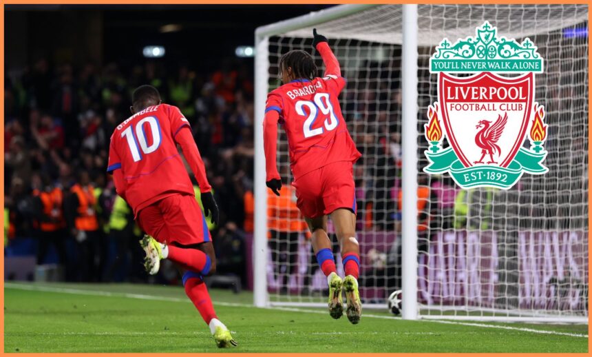 Bradley Barcola celebrates scoring for PSG against Chelsea
