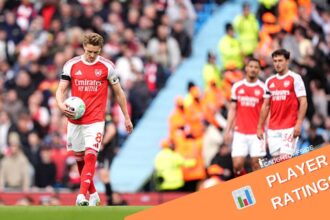 Arsenal players with player ratings graphic