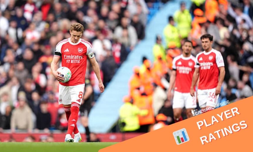 Arsenal players with player ratings graphic