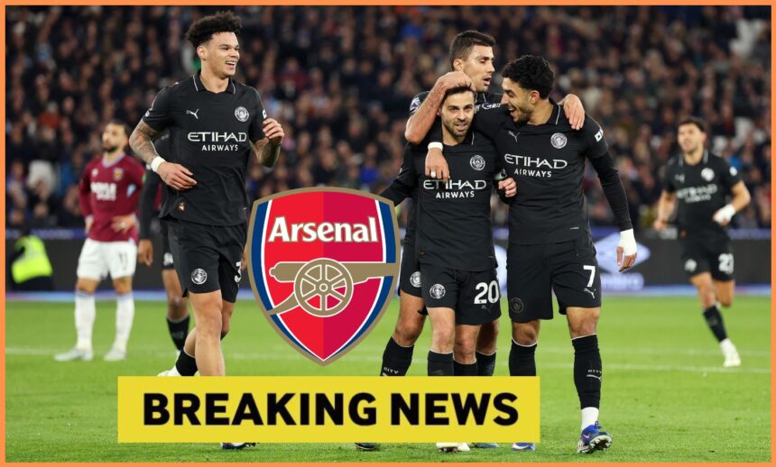 Bernardo Silva celebrates with his Manchester City teammates