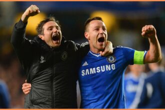 Frank Lampard and John Terry celebrate for Chelsea in 2014