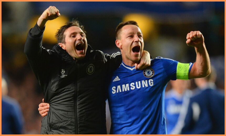 Frank Lampard and John Terry celebrate for Chelsea in 2014