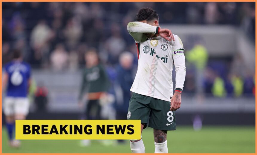 Enzo Fernandez reacts during Chelsea