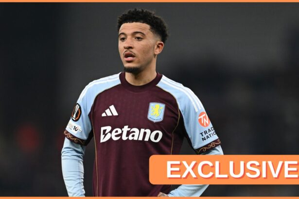 Jadon Sancho in action for Aston Villa, and