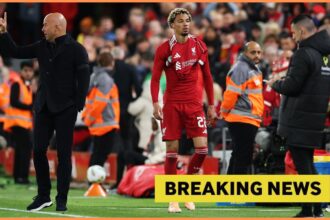 Hugo Ekitike leaves the pitch after being sent off