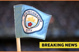 Manchester City FC logo on corner flag