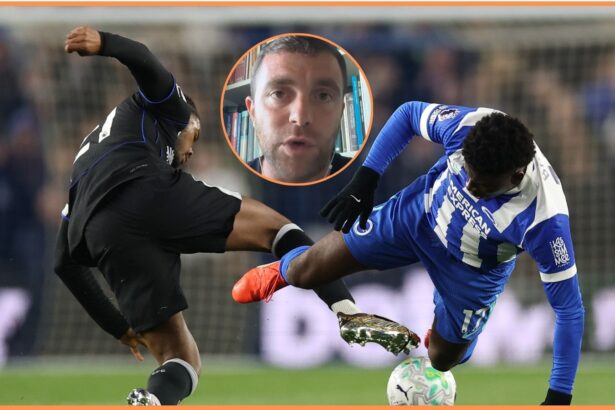 Carlos Baleba in action for Brighton against Chelsea