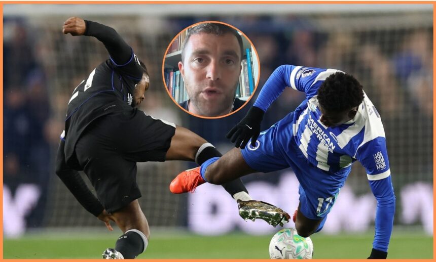 Carlos Baleba in action for Brighton against Chelsea