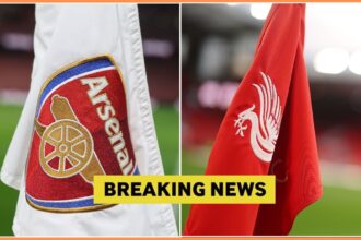 Arsenal and Liverpool logos, and