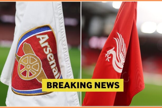 Arsenal and Liverpool logos, and