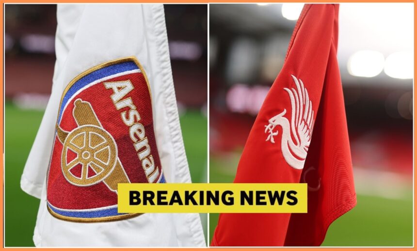 Arsenal and Liverpool logos, and