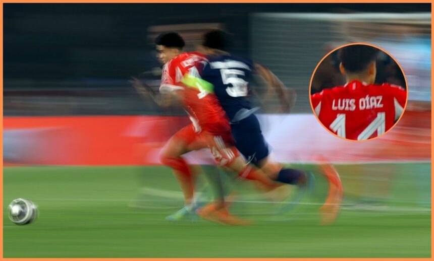 Luis Diaz in action for Bayern Munich vs PSG