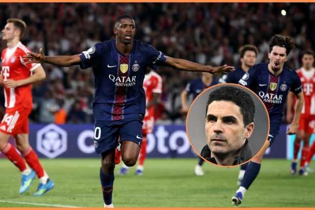 Ousmane Dembele and Mikel Arteta