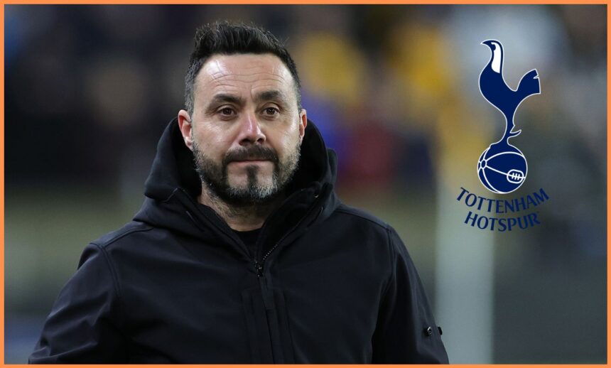 Roberto De Zerbi and the Tottenham Hotspur badge