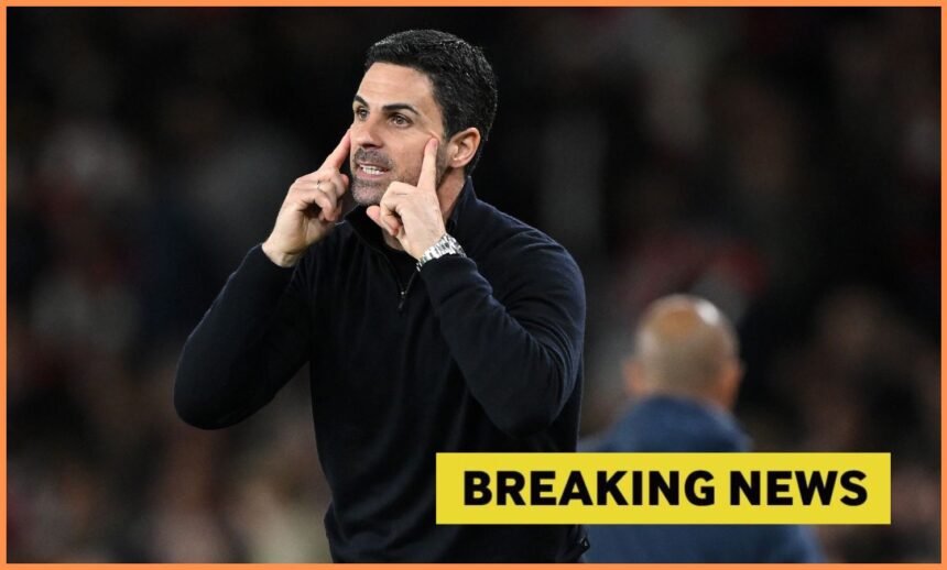 Mikel Arteta gestures during Arsenal vs Sporting Lisbon