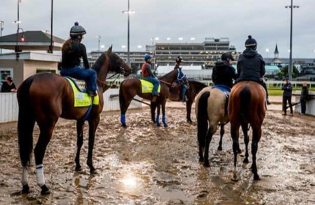 Candidates tune up at humid Churchill Downs