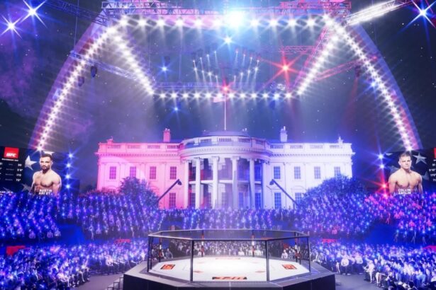 A mockup of the layout for UFC Freedom 250 at the White House. Dana White is organizing the event with Donald Trump.