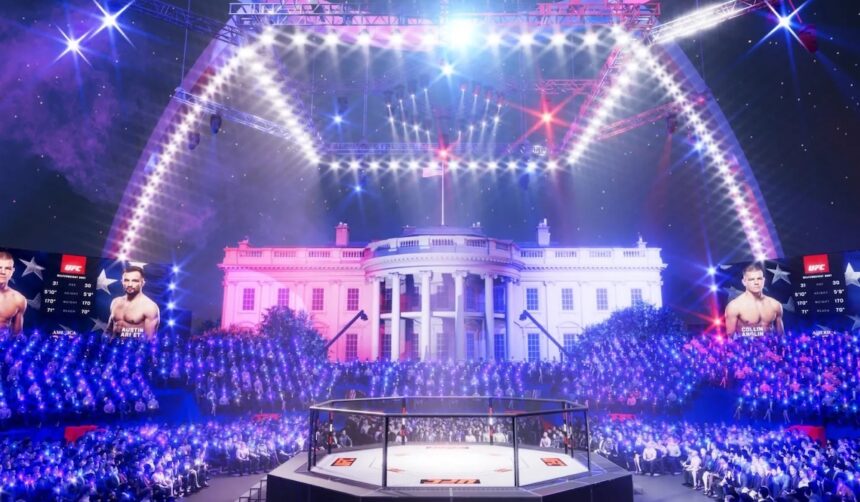 A mockup of the layout for UFC Freedom 250 at the White House. Dana White is organizing the event with Donald Trump.