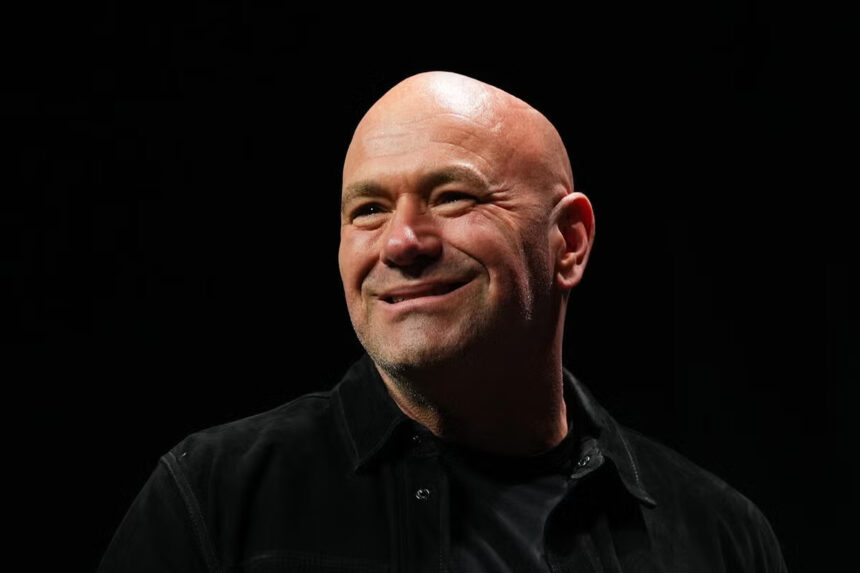 Dana White looks out to fans during UFC presser