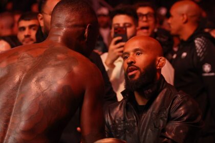 Israel Adesanya and Demetrious Johnson at UFC Seattle