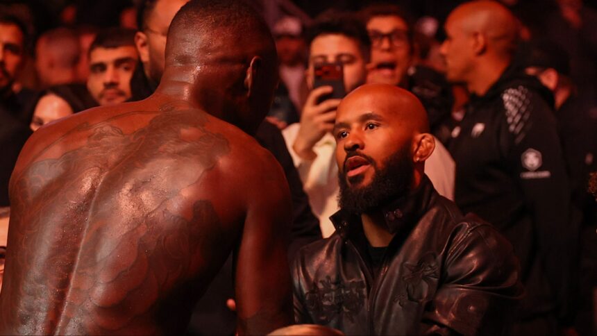 Israel Adesanya and Demetrious Johnson at UFC Seattle