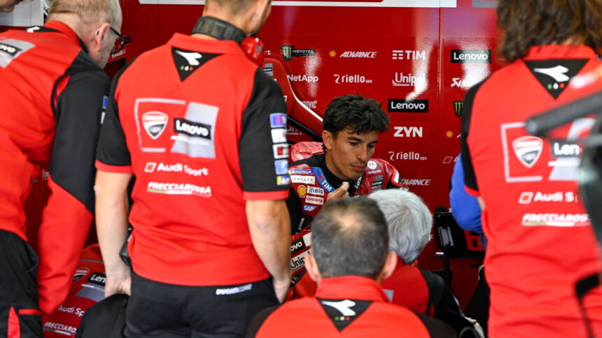 Marc Marquez after crashing out of 2026 Spanish MotoGP.