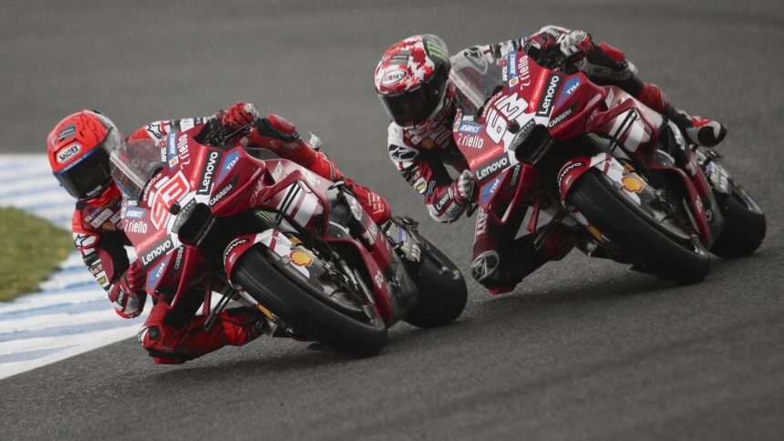 Marc Marquez, Francesco Bagnaia, 2026 MotoGP Spanish Grand Prix, Sprint. Credit: Gold and Goose.