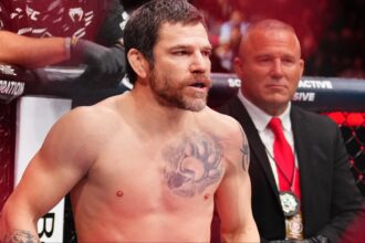 Jim Miller in the Octagon at UFC 314