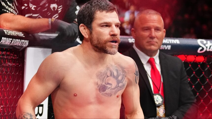 Jim Miller in the Octagon at UFC 314