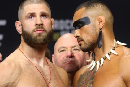 Jiri Prochazka and Carlos Ulberg at UFC 327 ceremonial weigh-in