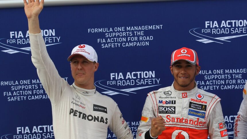 Michael Schumacher and Lewis Hamilton