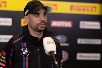 Miguel Oliveira speaking to German TV on Thursday at the 2026 Dutch WorldSBK. Credit: Gold and Goose.