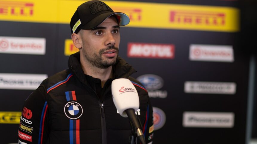 Miguel Oliveira speaking to German TV on Thursday at the 2026 Dutch WorldSBK. Credit: Gold and Goose.